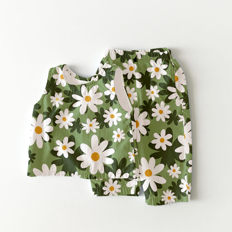 Baby & Kids Florals Green 2-Piece Set