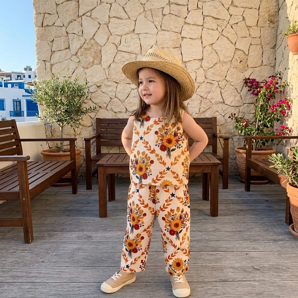 Baby Toddler 2-Piece Flowers Plaid Set