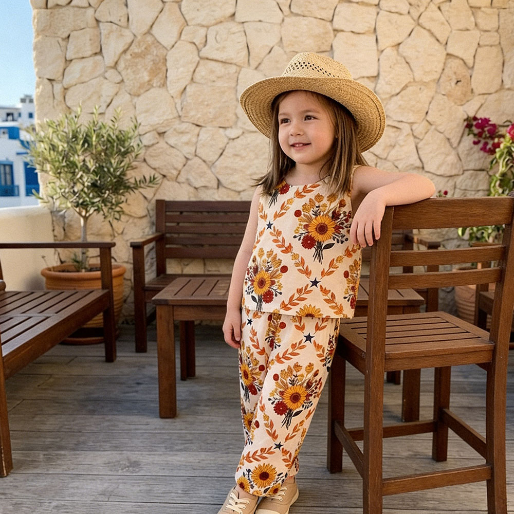 Baby Toddler 2-Piece Flowers Plaid Set