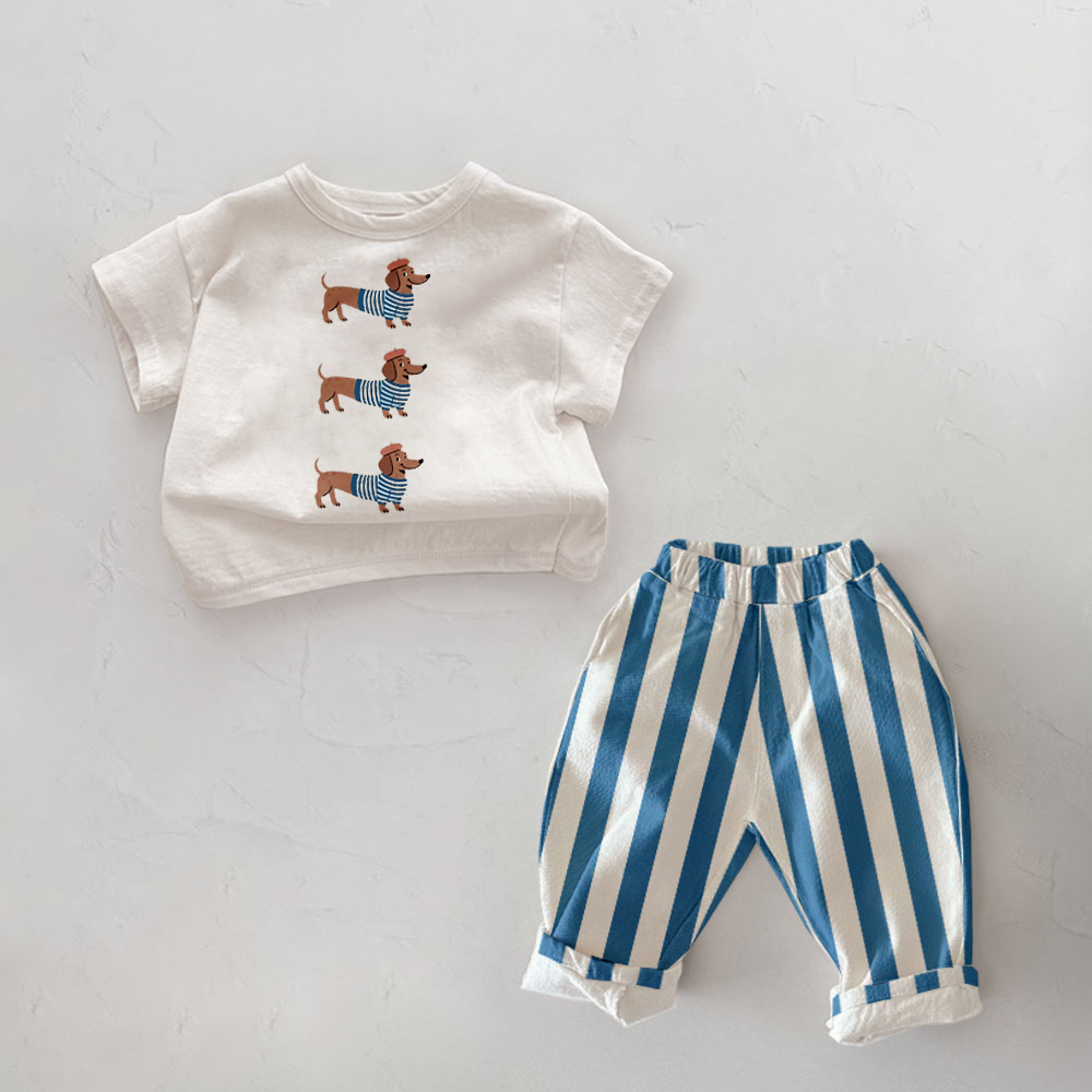 Baby Toddler Dachshund Stripe Pattern 2 Piece Set