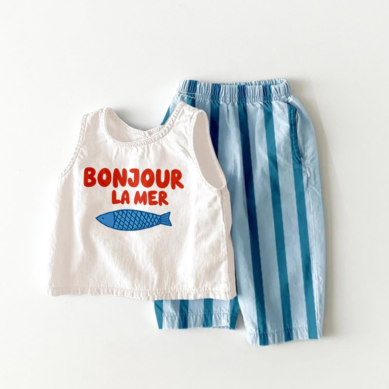 BONJOUR LA MER Baby & Kids Sardines Blue Stripe Pants Sets