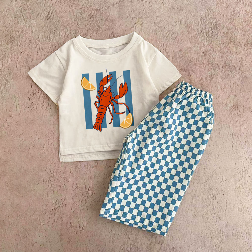  Baby & Kids Lobster Lemon Check 2 Piece Set