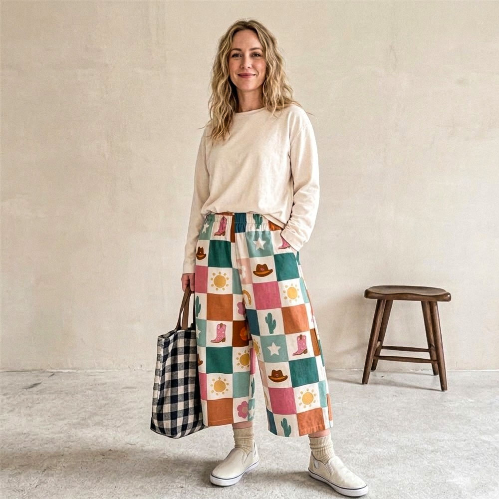 Baby & Kids & Mama Cowboy Check Print Pants