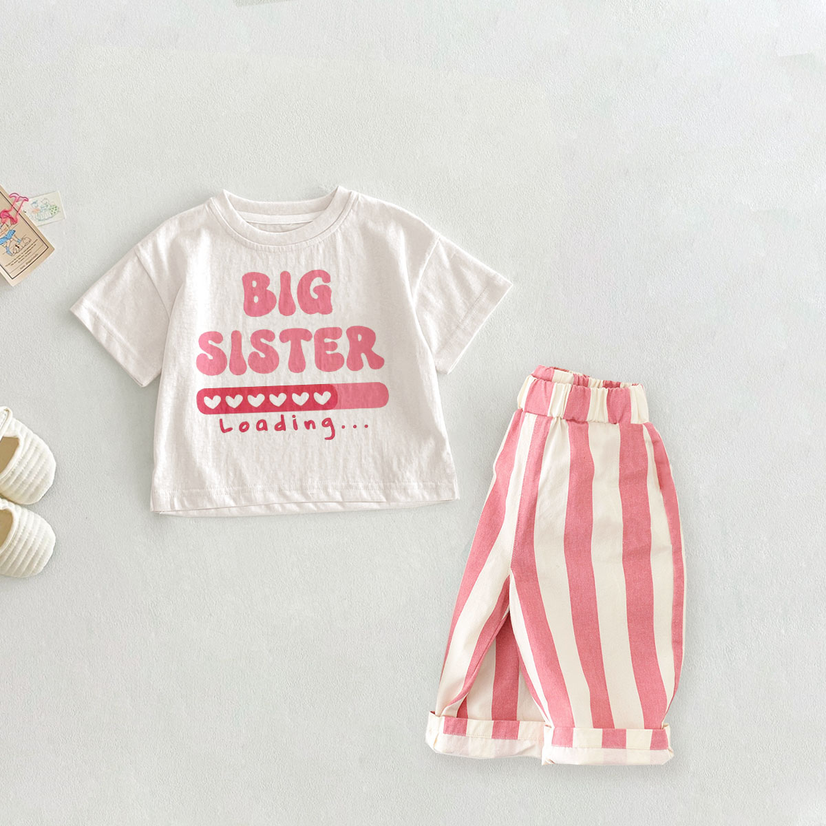 BIG SISTER LOADING Baby Toddler Pink 2-Piece Set