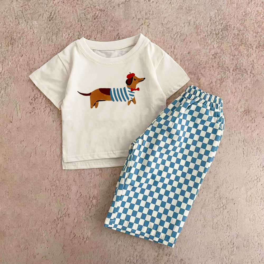 Baby & Kids Dachshund Checkerboard 2 Piece Set