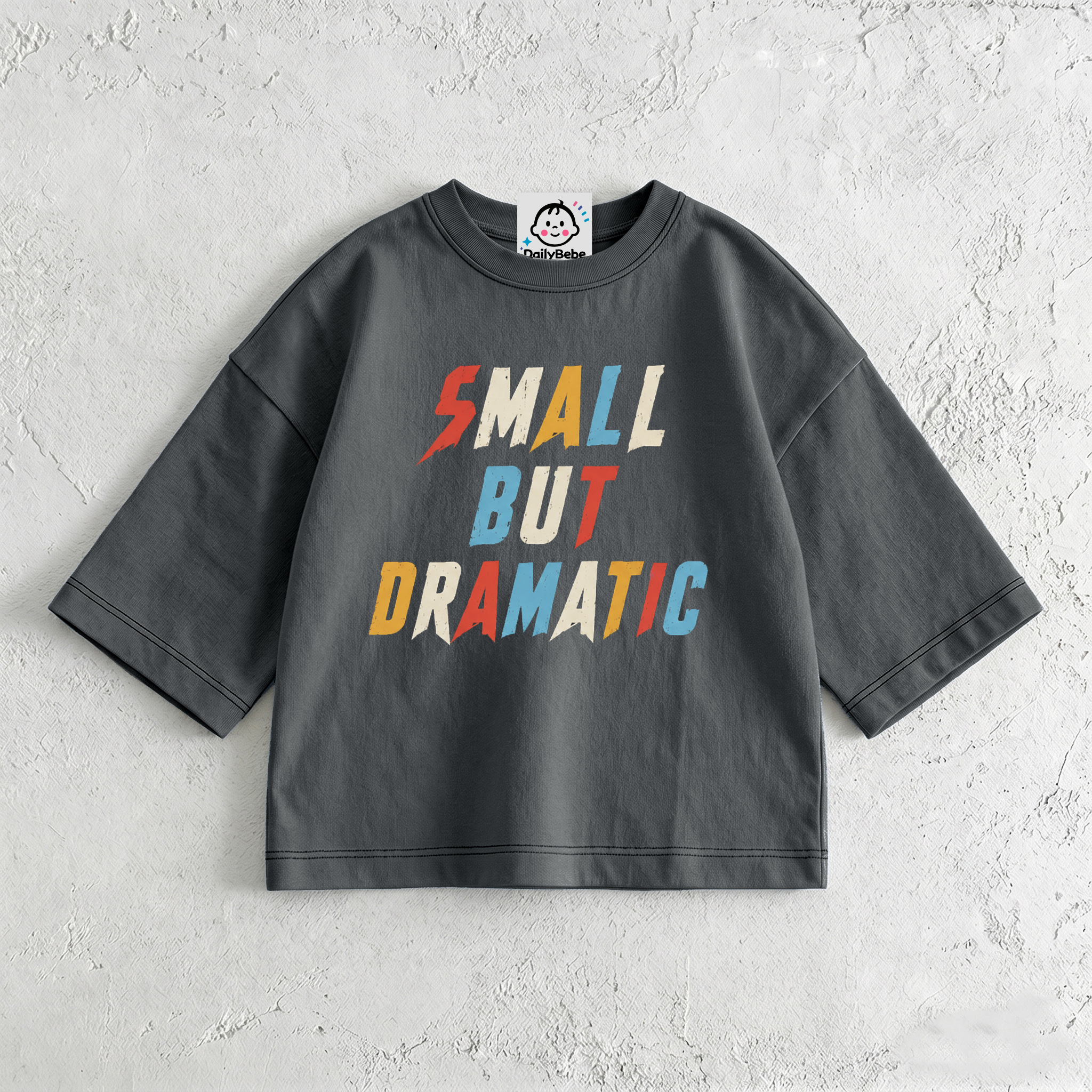 SMALL BUT DRAMATIC Baby & Kids Dark Grey T-Shirt (6M-12Y)