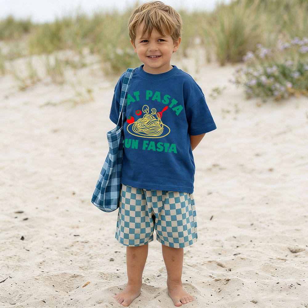 EATN PASTA RUN PASTA Baby & Kids Checkerboard 2 Piece Set