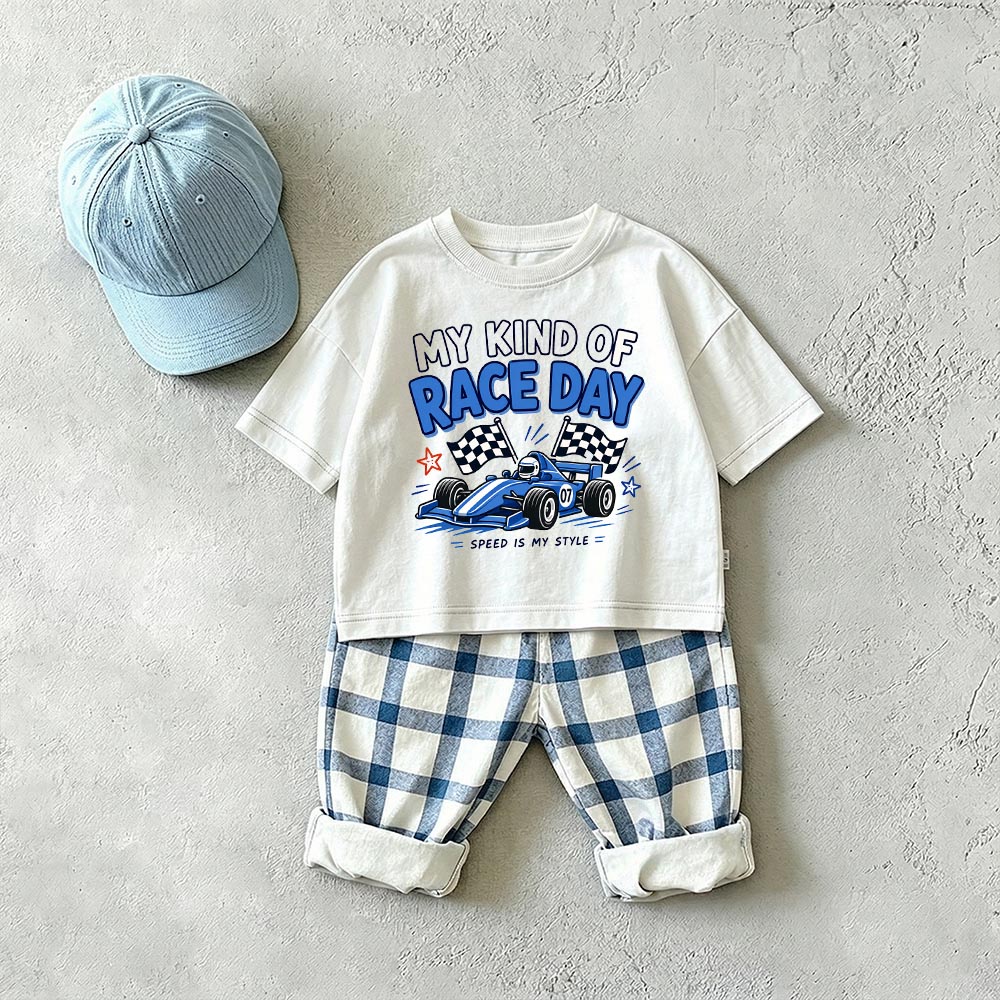 MY KIND OF RACE DAY Baby & Kids Plaid 2 Piece Set
