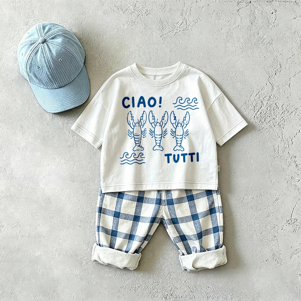 The CIAO TUTTI Baby & Kids Lobster Plaid 2 Piece Set