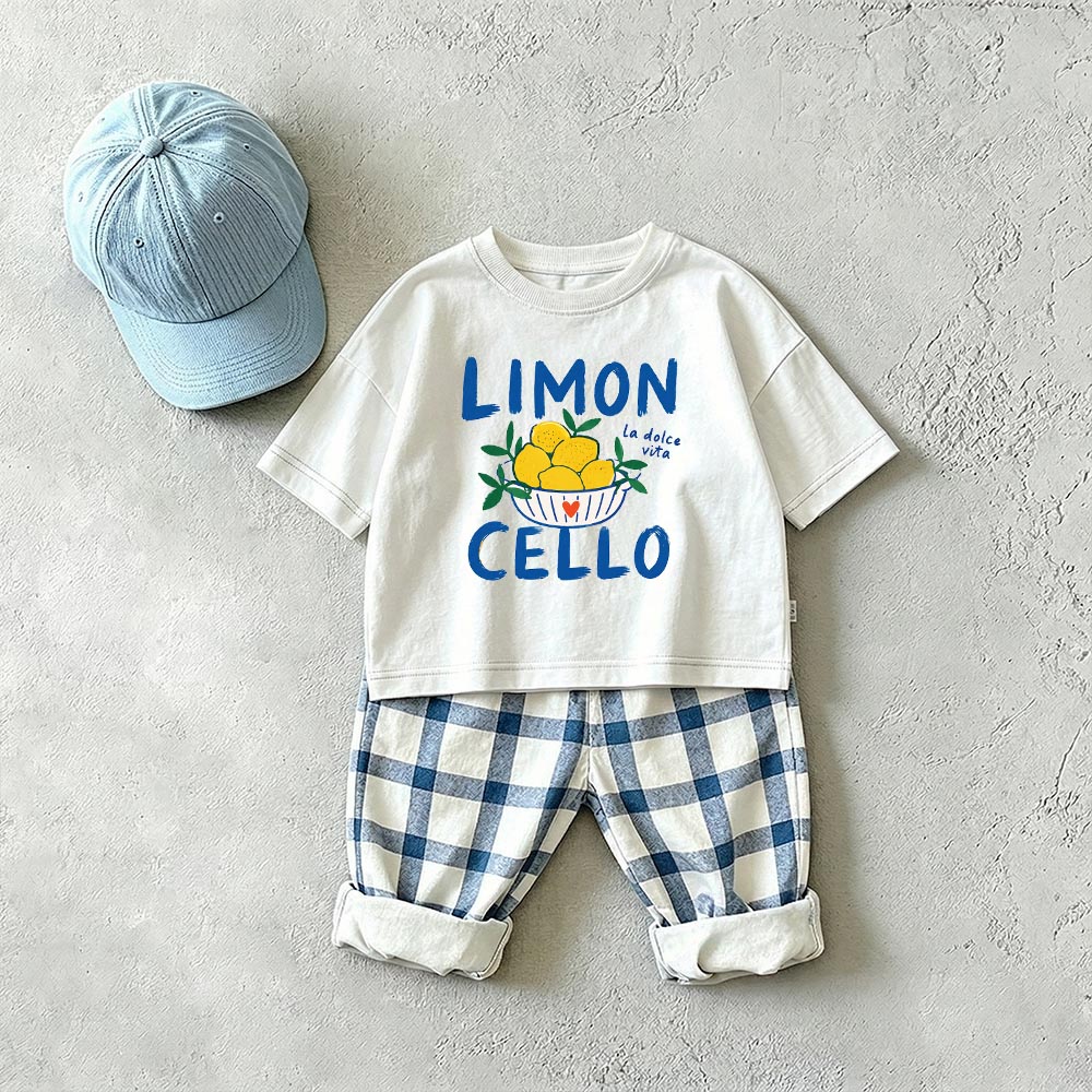 LIMON CELLO Baby & Kids Lemon Plaid 2 Piece Set