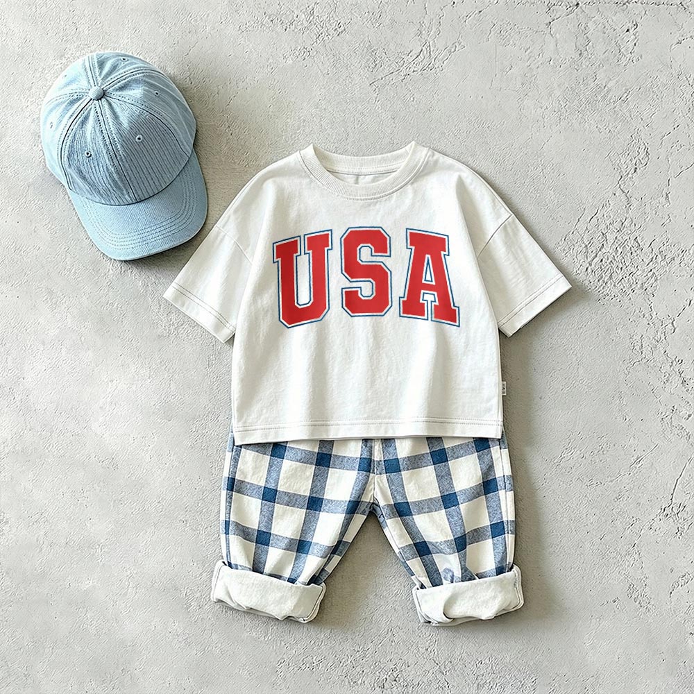 USA Baby & Kids Plaid 2 Piece Set