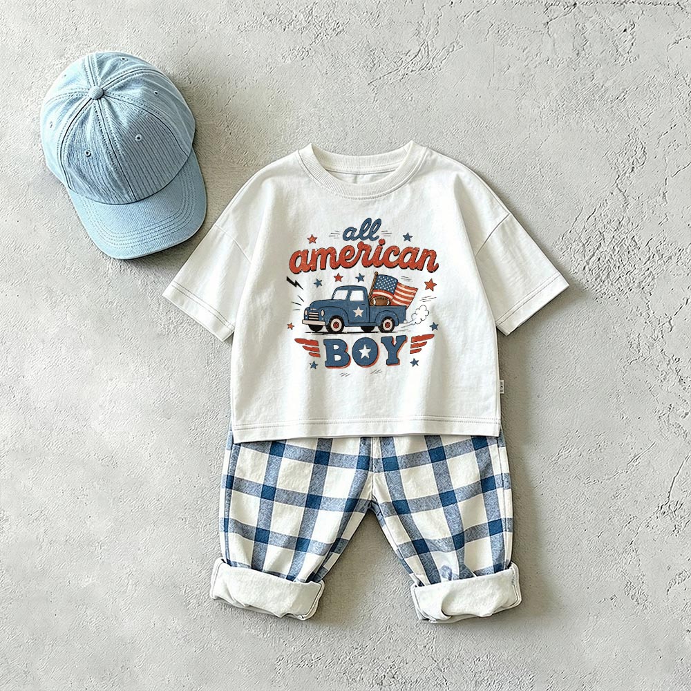 ALL AMERICAN BOY Baby & Kids Car Star Plaid 2 Piece Set