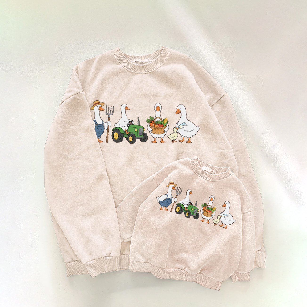 Family Farmer Goose Pattern Sweatshirt