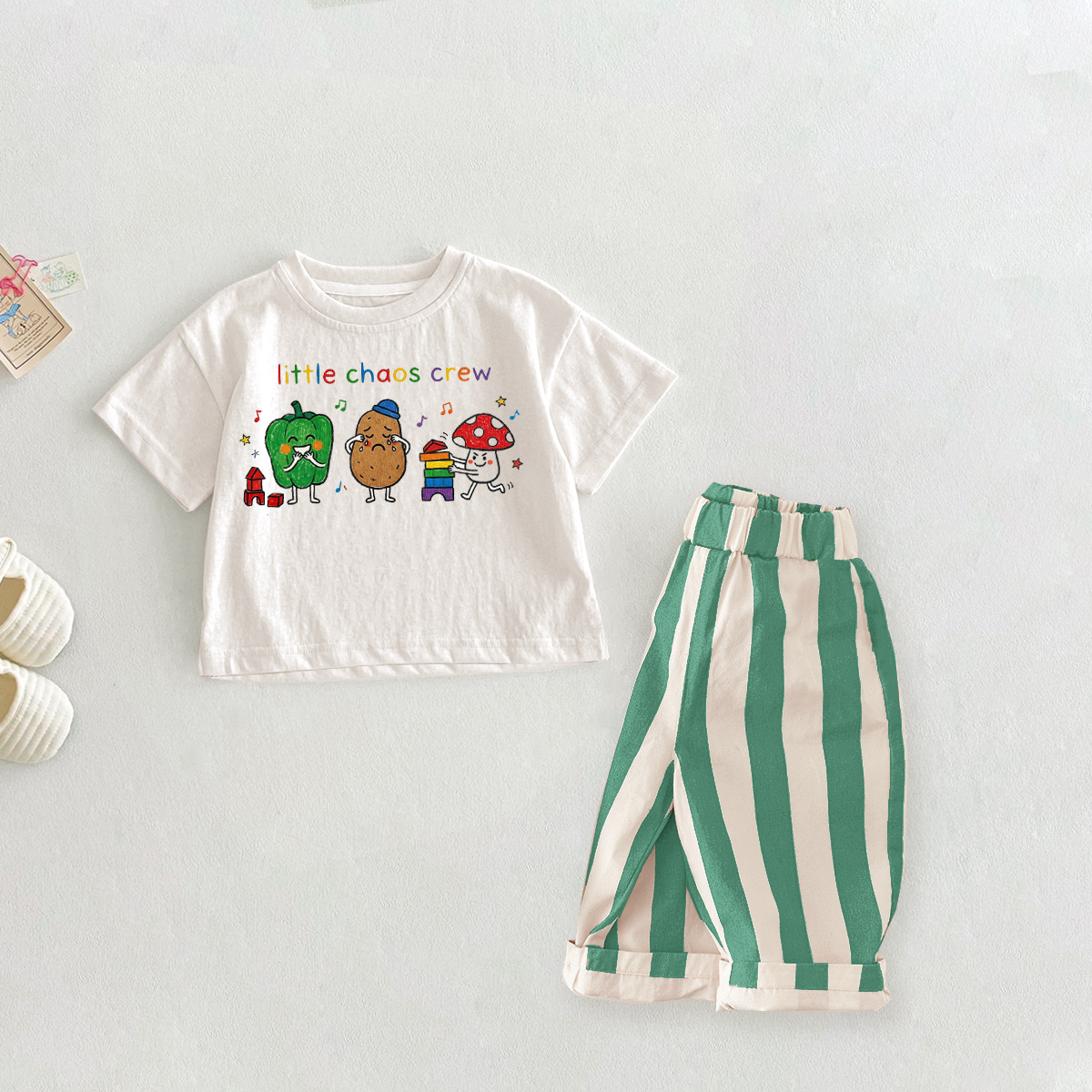 LITTLE CHAOS CREW Baby Toddler Peppers Potato Mushroom 2 Piece Sets