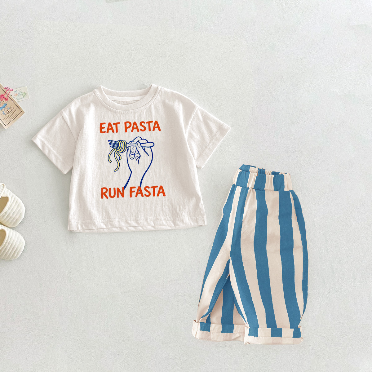 EAT PASTA RUN FASTA Baby Toddler Pasta 2-Piece Set