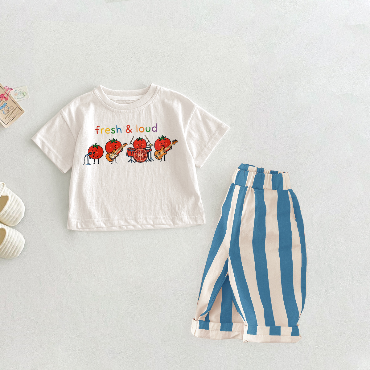 FRESH & LOUD Baby Toddler Tomato Band Pattern 2 Piece Sets