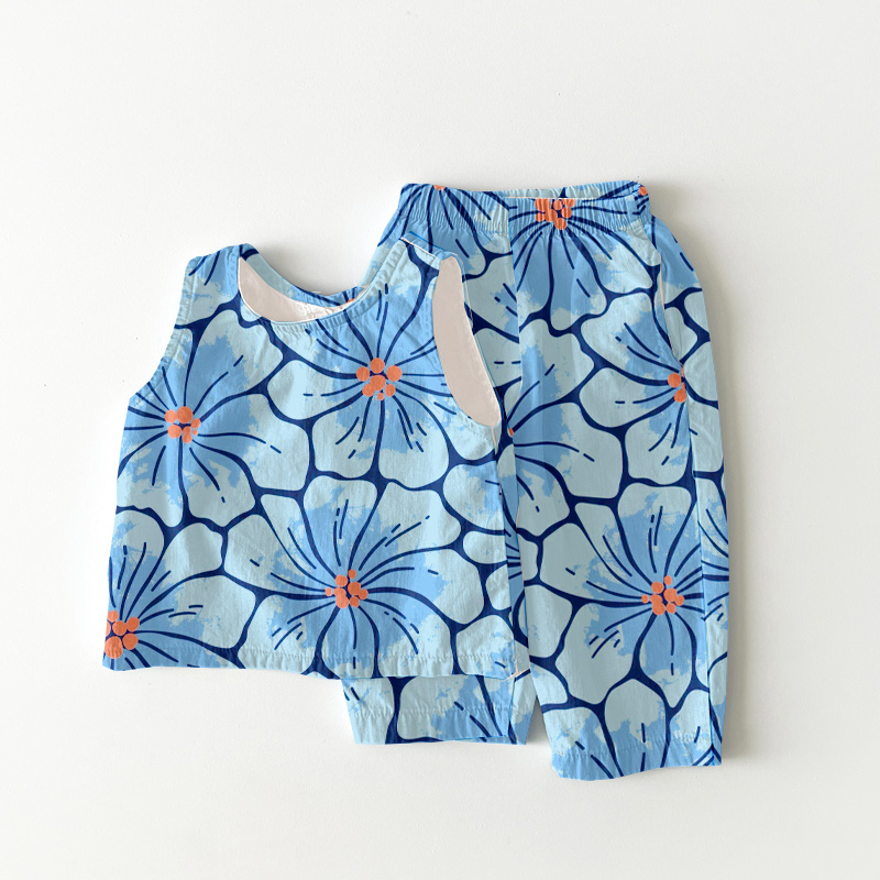 Baby & Kids Blue Flowers Pattern Sets