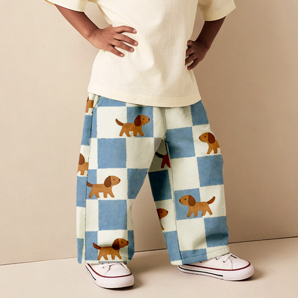 Baby & Kids Dogs Checkerboard Pattern Pants