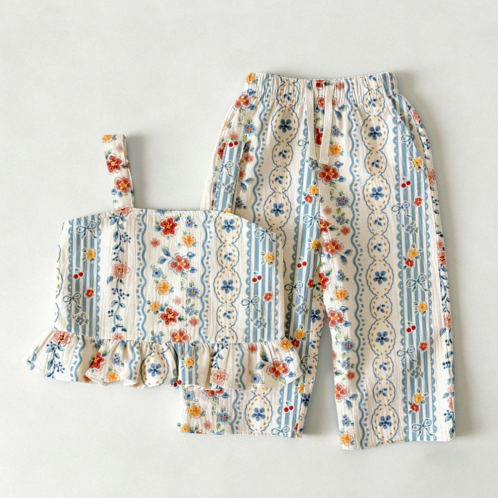 Baby & Kids Garden Stripe Flowers Beach 2-Piece Set