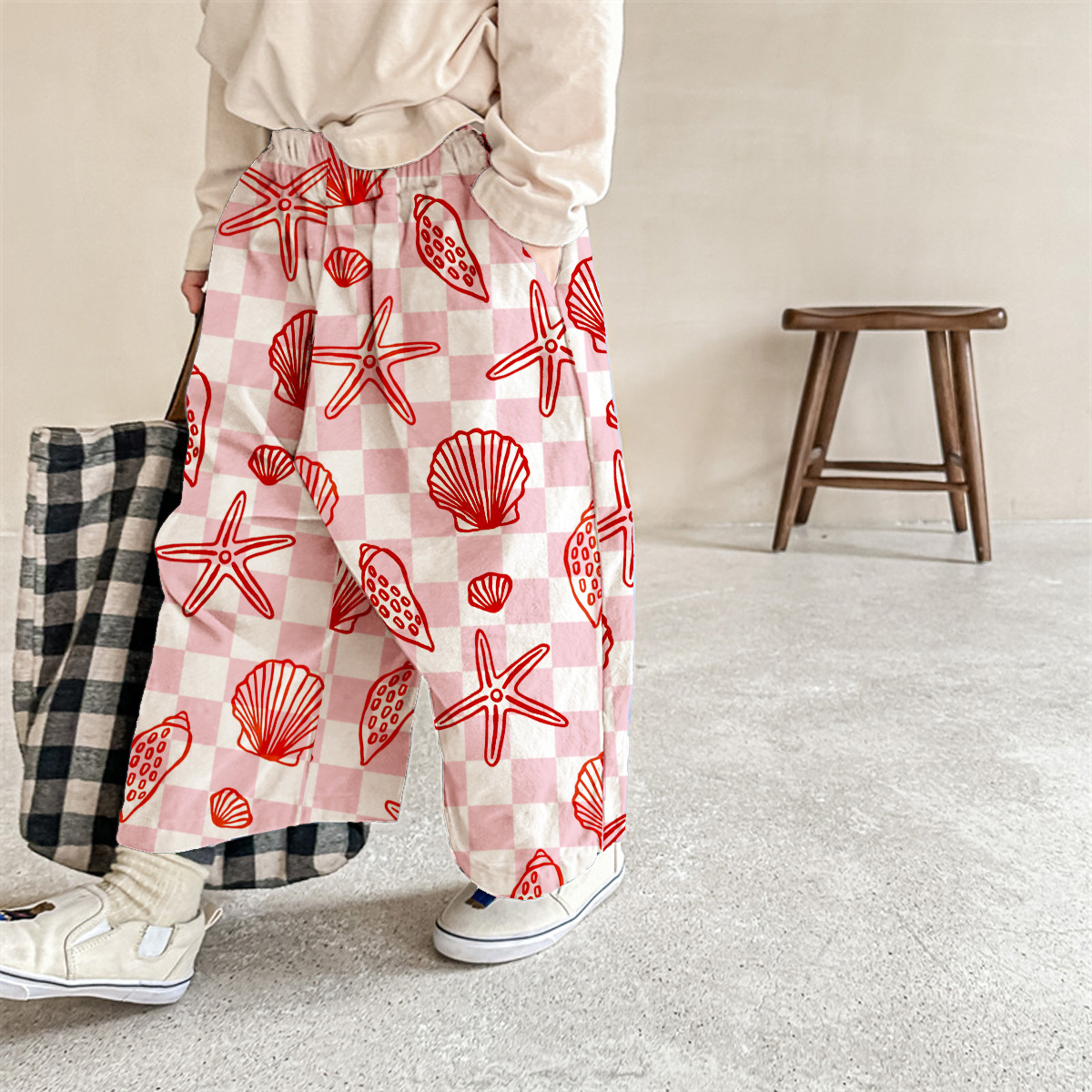Baby & Kids Shell Conch Starfish Checkerboard Pattern Pants