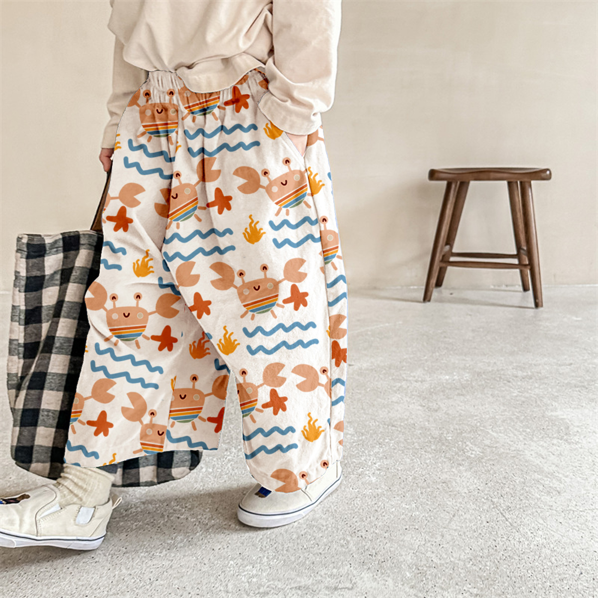 Baby & Kids Stripe Crab Wave Pattern Beach Pants