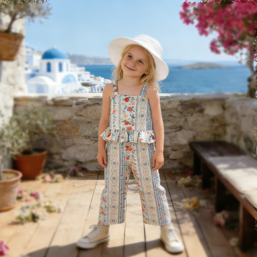 Baby & Kids Garden Stripe Flowers Beach 2-Piece Set