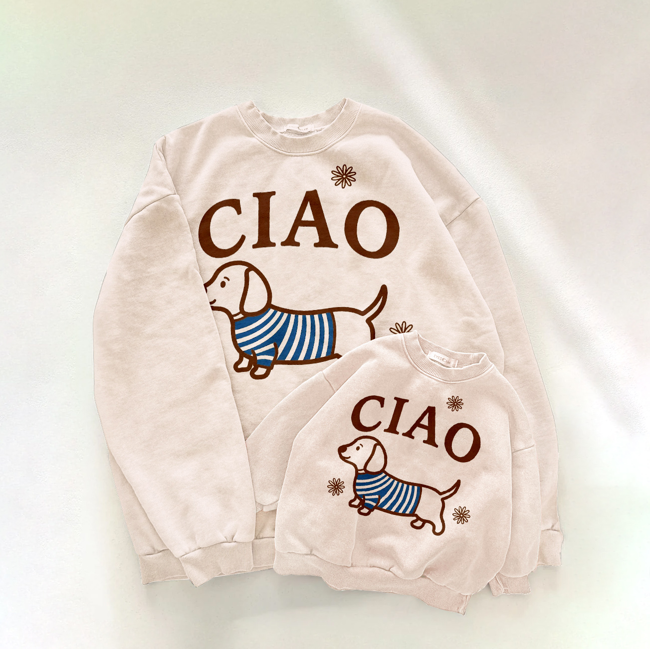CIAO Mama and Me Stripe Dachshund Sweatshirt
