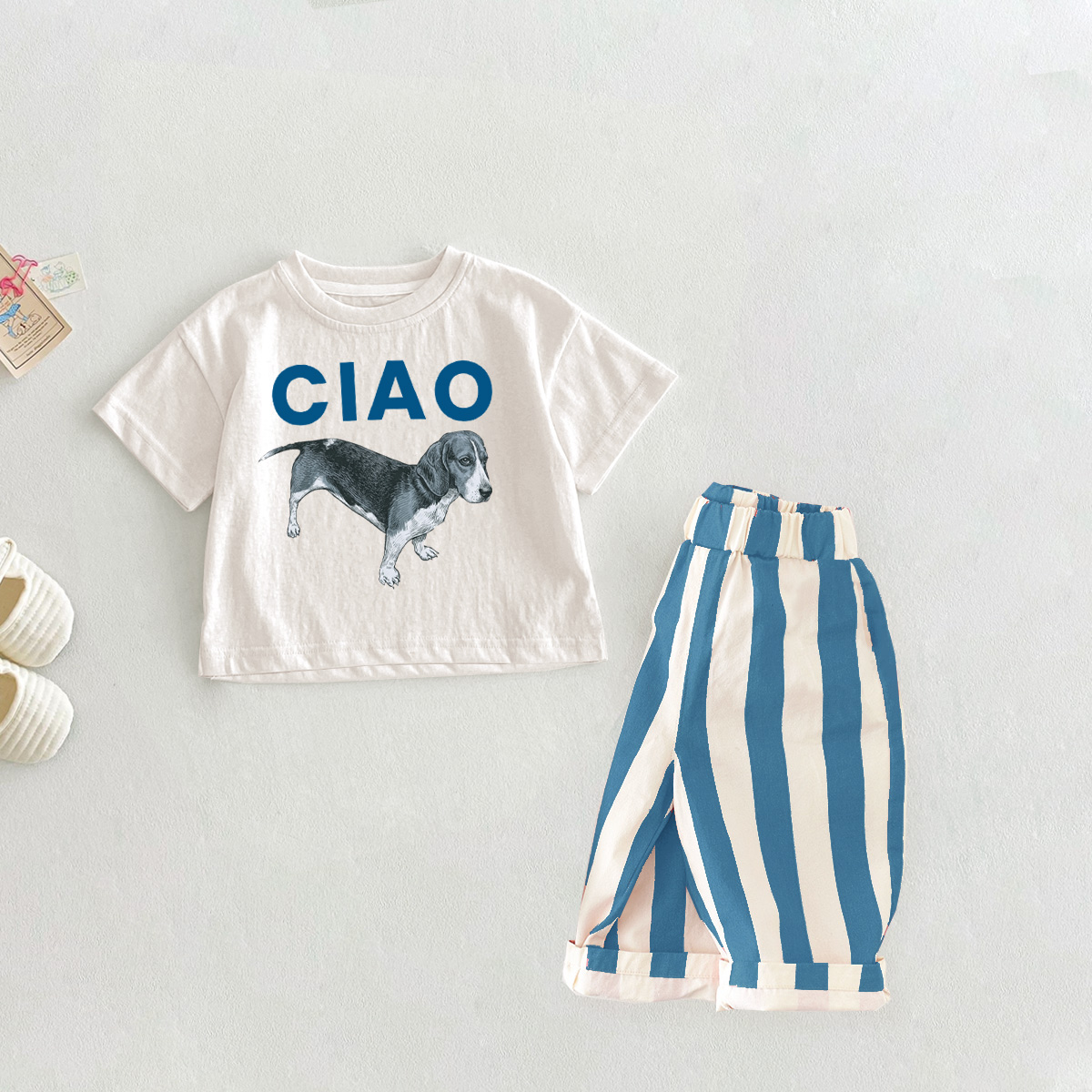 CIAO Baby Toddler Multicolor Dog Pattern 2 Piece Set