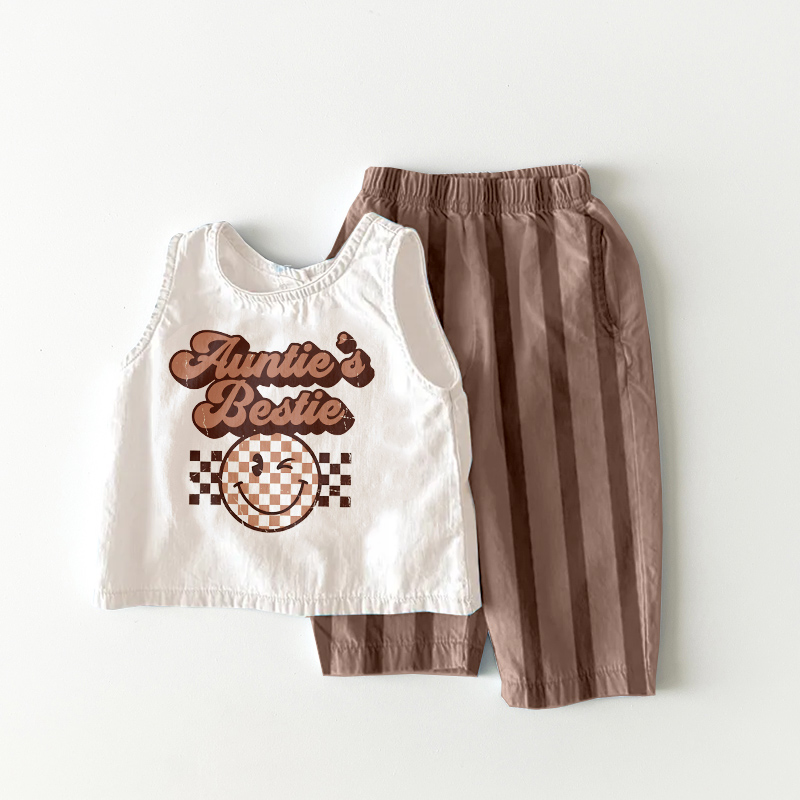 AUNTIE'S BESTIE Baby & Toddler Smiley Brown Stripe 2 Piece Set