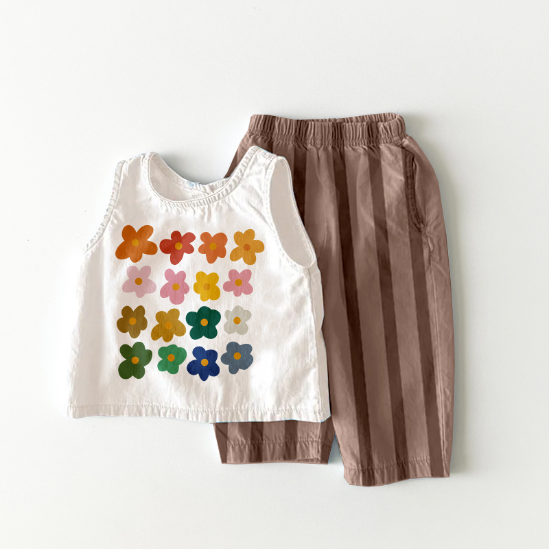 Baby & Toddler Flowers Brown Stripe 2 Piece Set