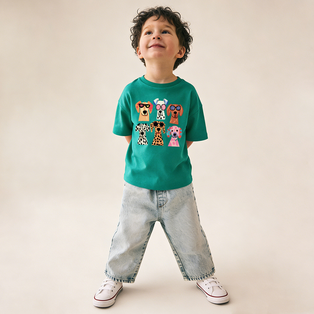 Baby & Kids Dogs Loose Green T-Shirt