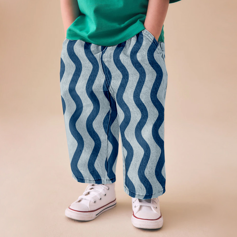 Baby & Kids Wave Stripe Denim Pants