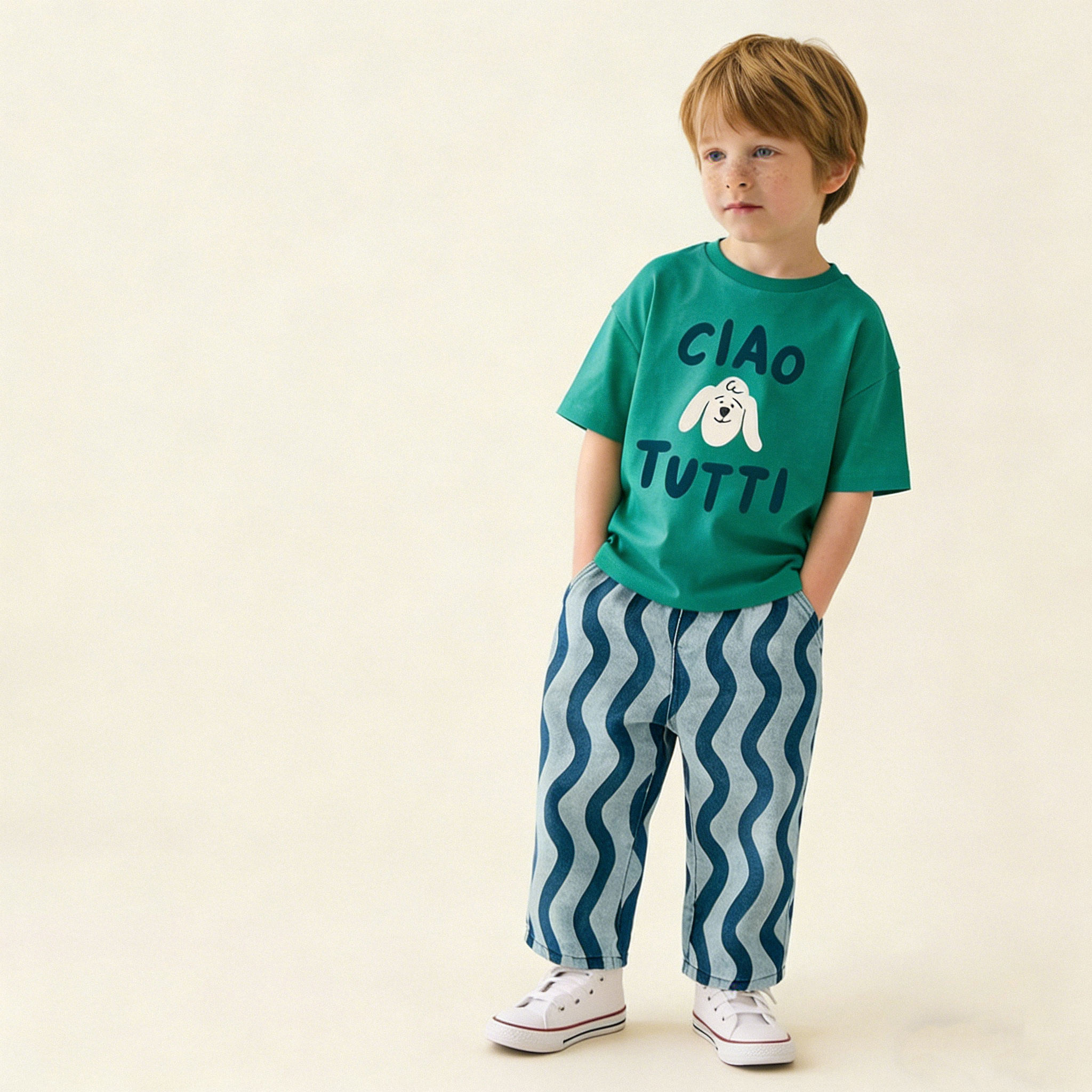 Baby & Kids Wave Stripe Denim Pants