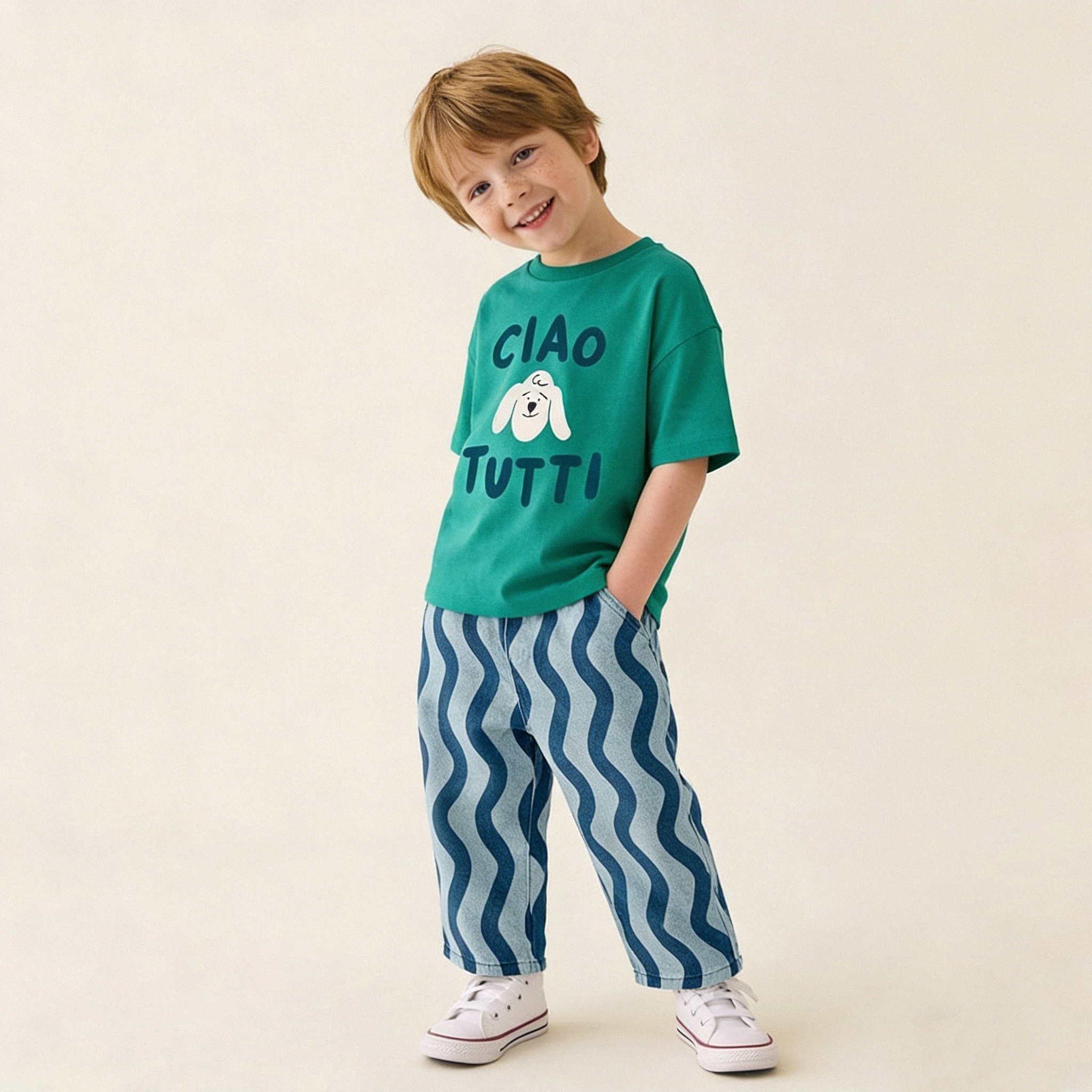 Baby & Kids Wave Stripe Denim Pants