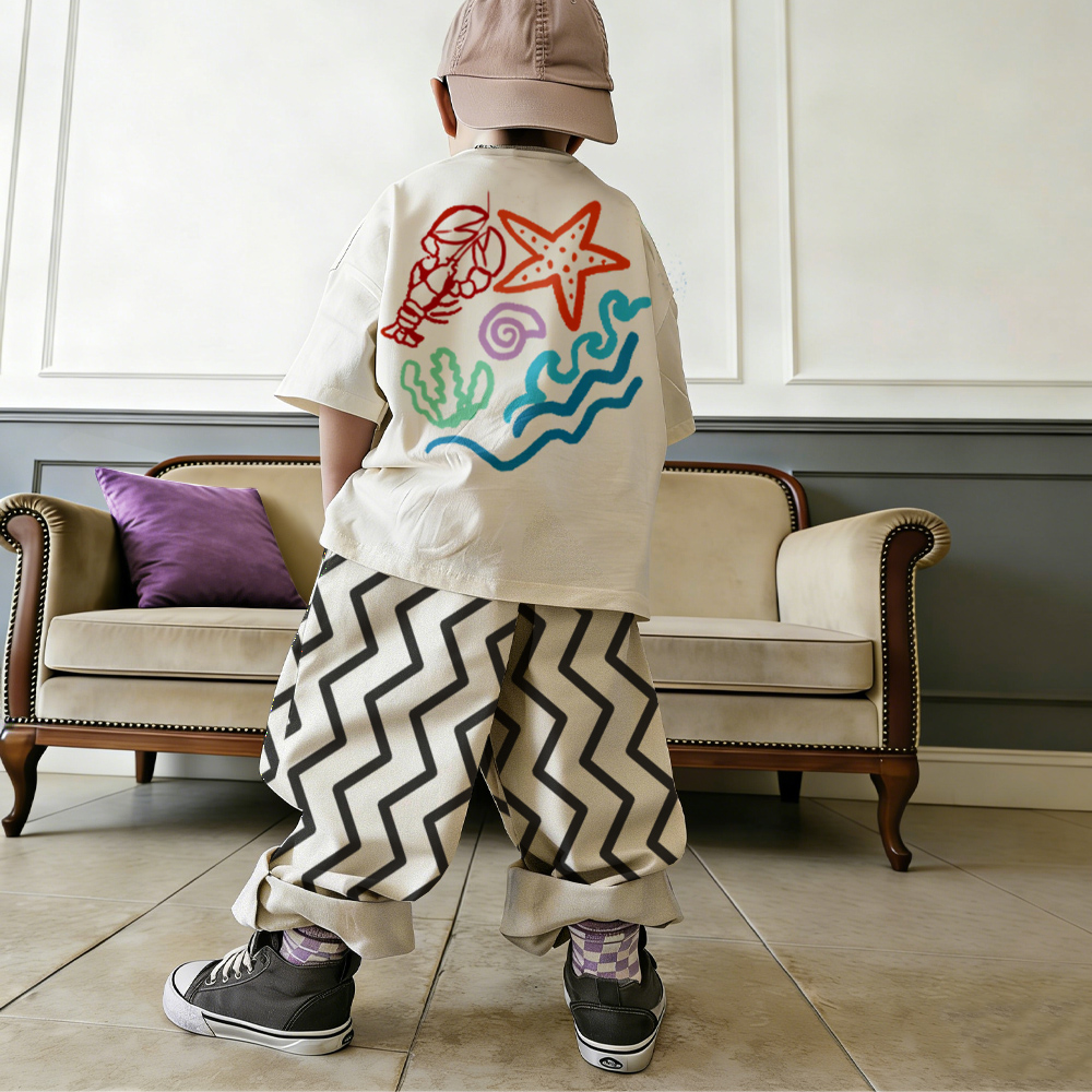 Baby & Kids Lobster Shell Starfish Pattern T-Shirt ( ONLY TOP)