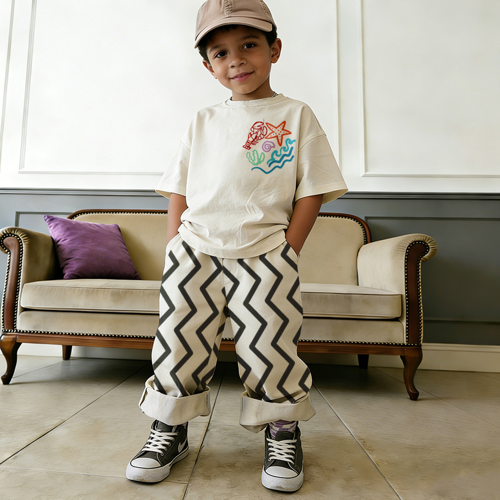 Baby & Kids Lobster Shell Starfish Pattern T-Shirt ( ONLY TOP)