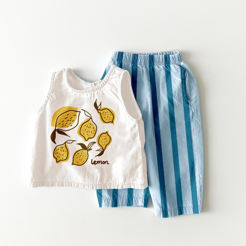 LEMON Baby & Toddler Blue Stripe 2 Piece Set