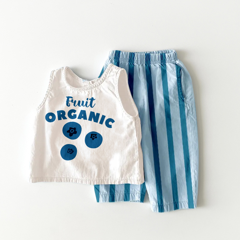 FRUIT ORGANIC Baby & Toddler Blue Stripe 2 Piece Set