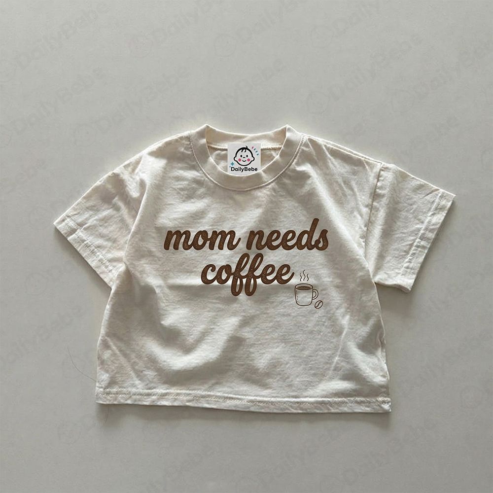 MOM NEEDS COFFEE Baby & Kids Solid Color Retro T-shirt