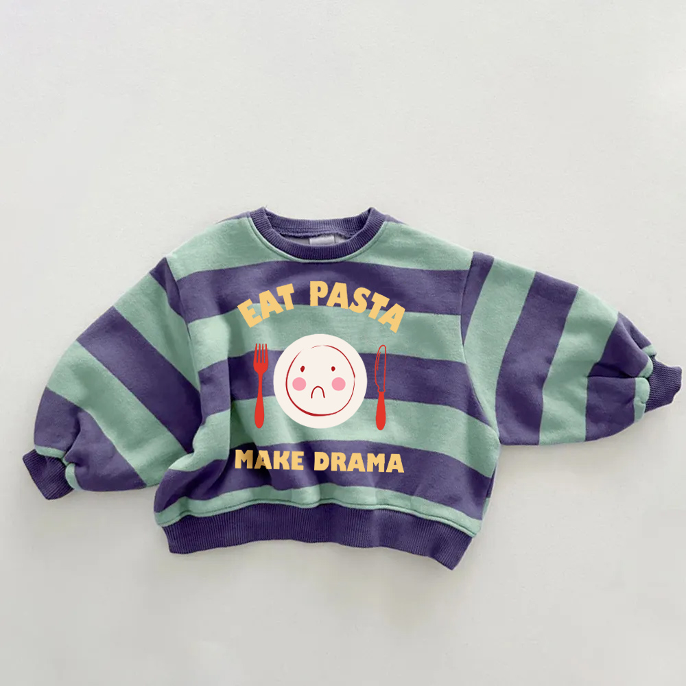 EAT PASTA MAKE DRAMA Baby & Kids Pasta Stripe Sweatshirt