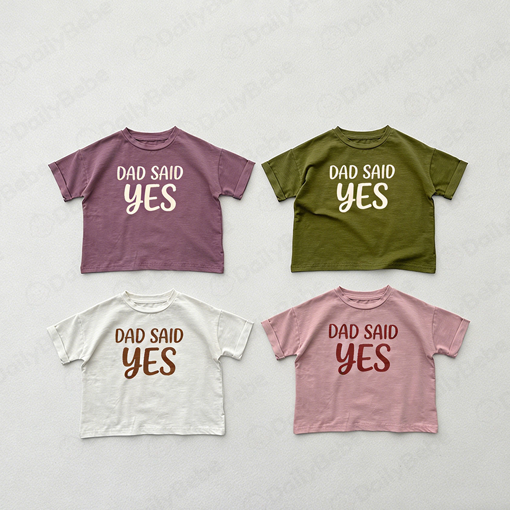 DAD SAY YES Baby & Kids Solid color short-sleeved T-shirt