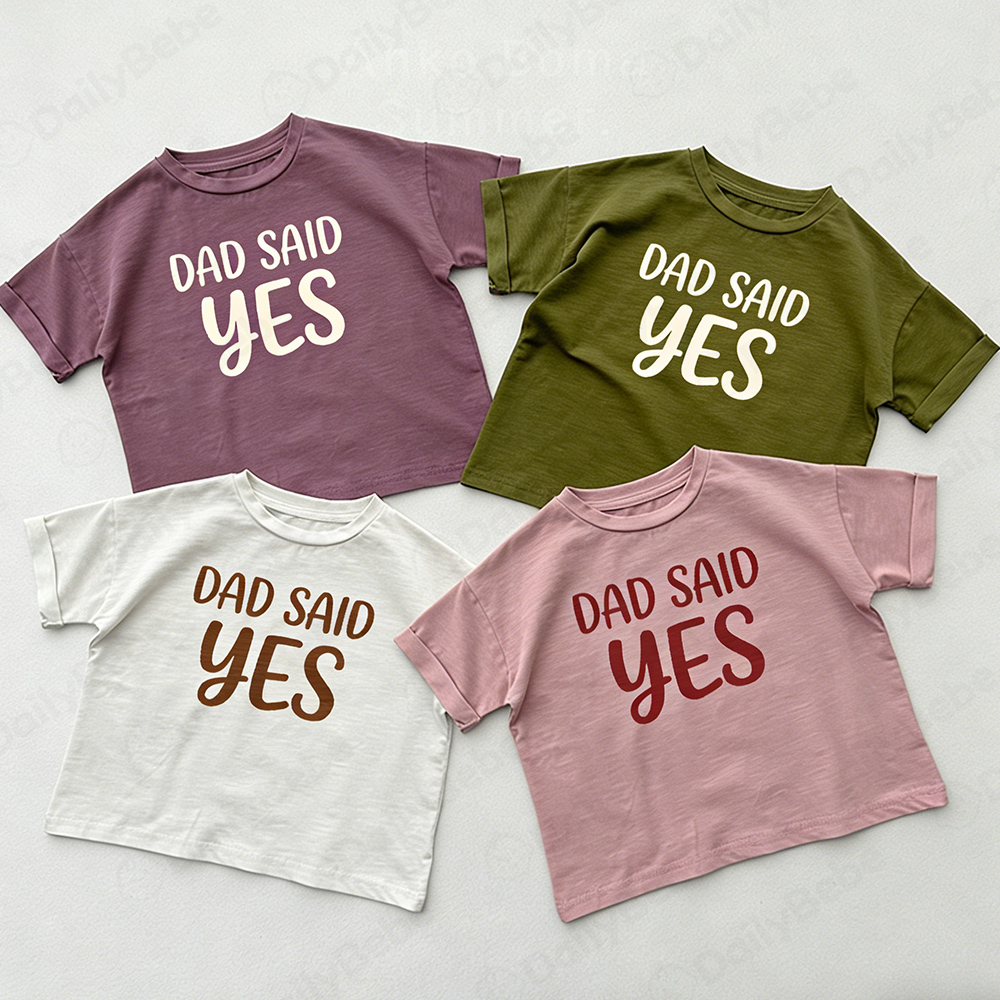 DAD SAY YES Baby & Kids Solid color short-sleeved T-shirt