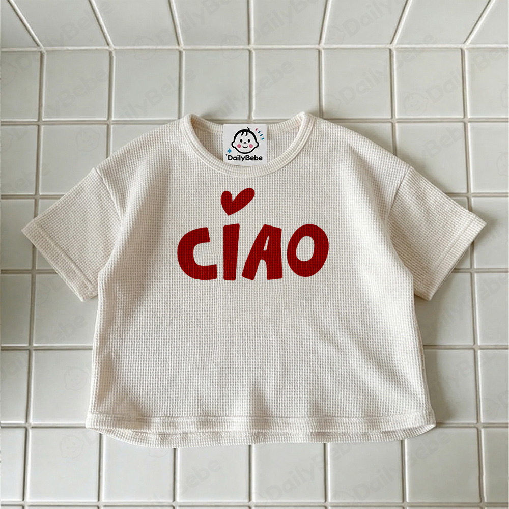 CIAO Baby & Kids Solid Color Waffle T-shirt