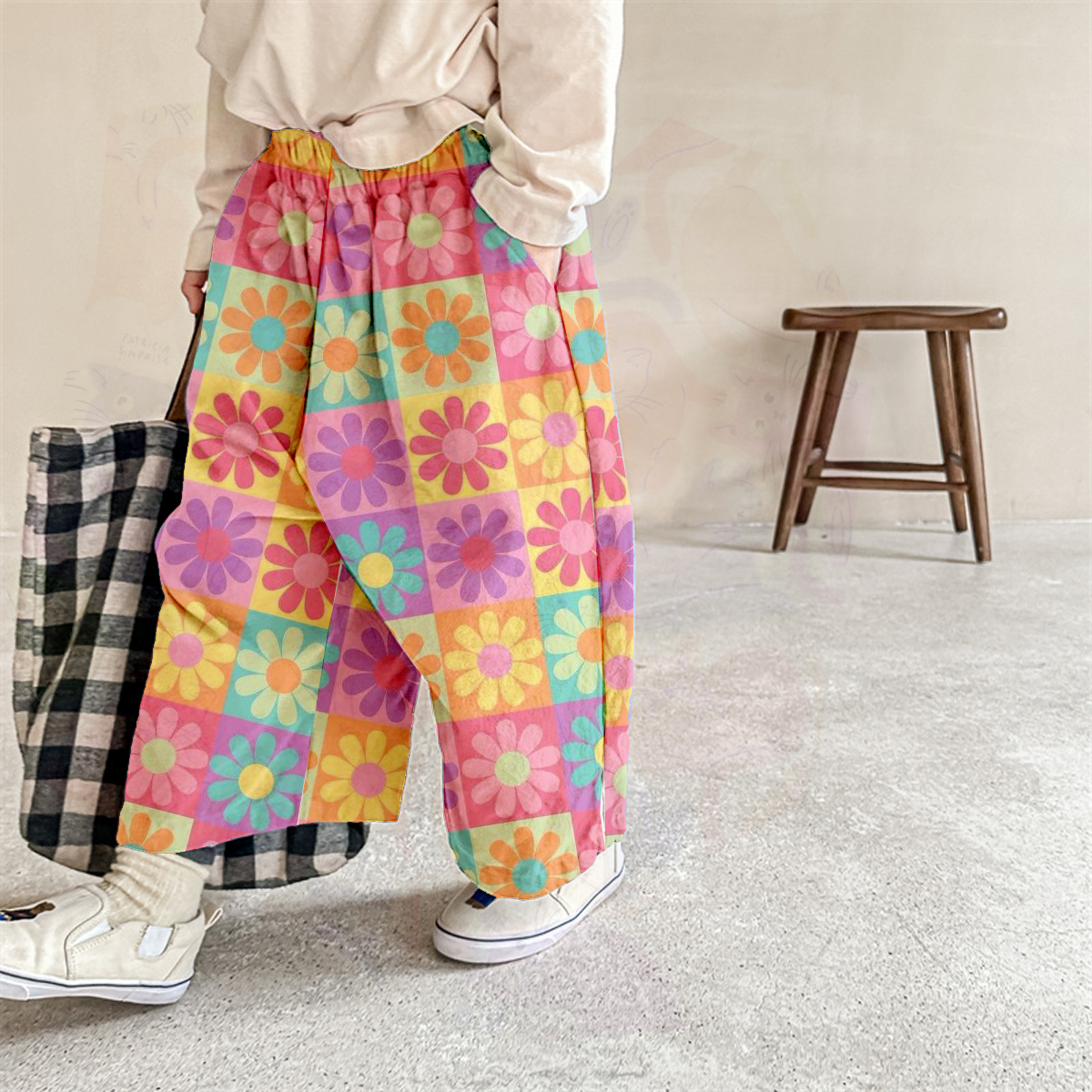 Baby & Kids Sunflowers Check Print Pants