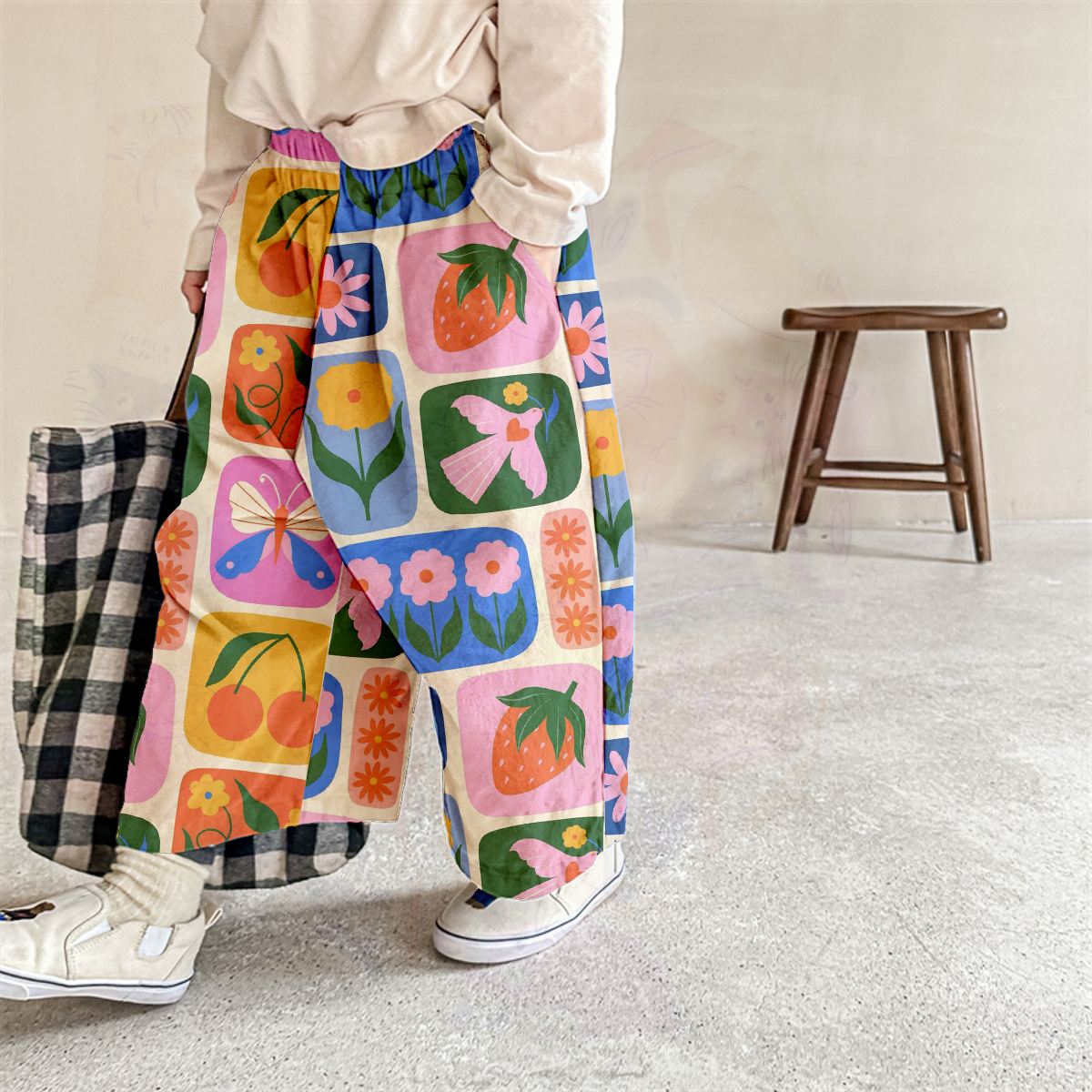 Baby & Kids Flower Plaid Print Pants