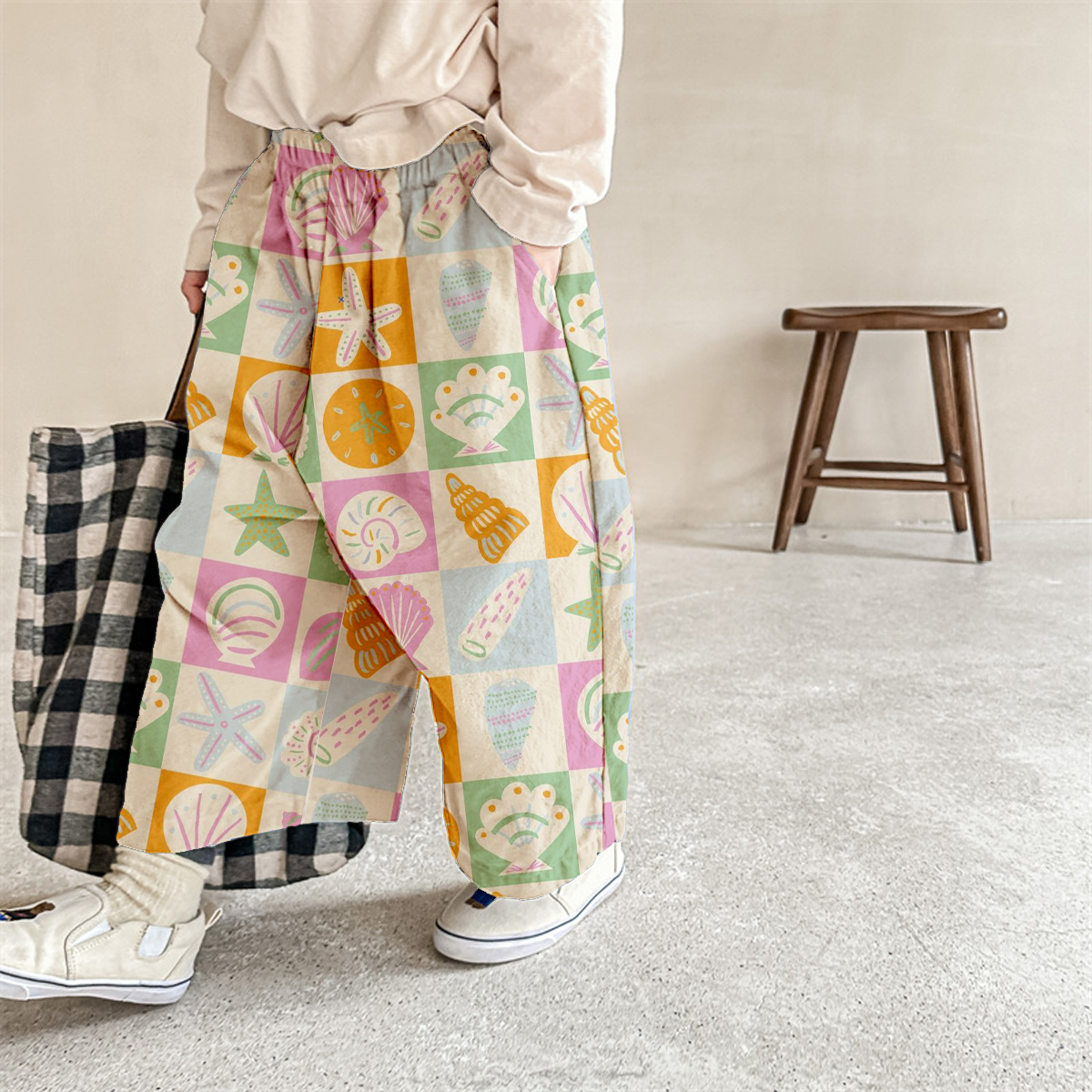 Baby & Kids Shell Check Print Pants