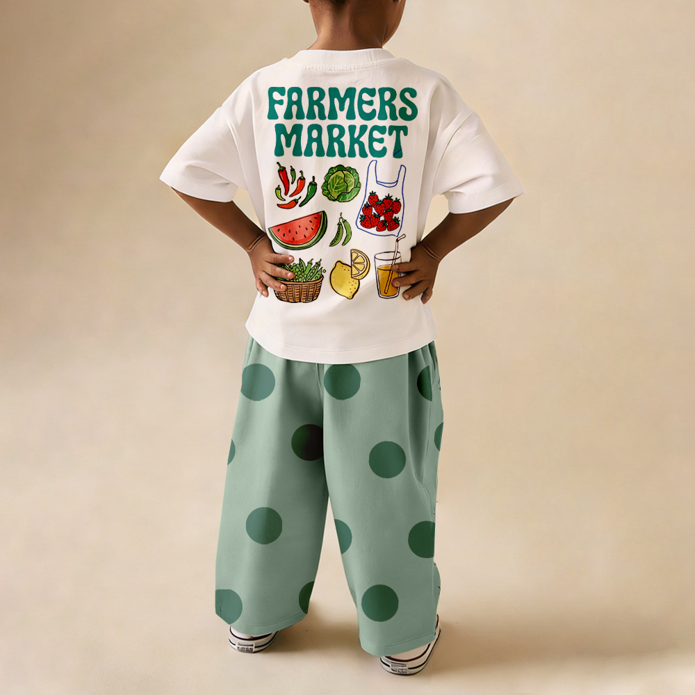FARMERS MARKET Baby & Kids Fruit Vegetable Pattern T-Shirt ( ONLY TOP)