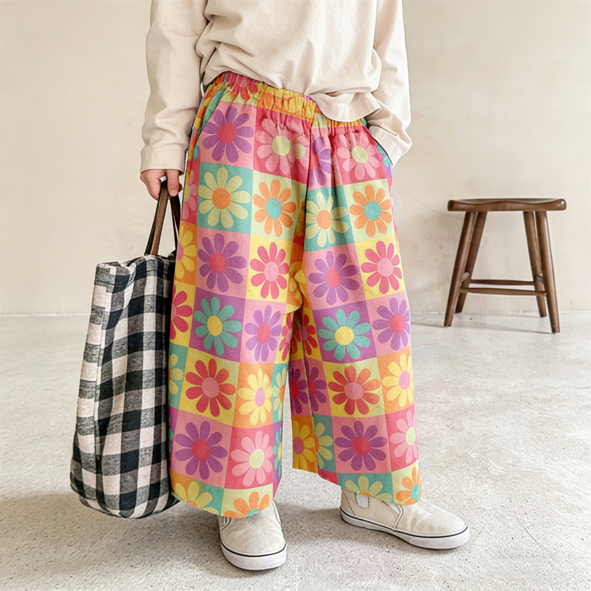 Baby & Kids Sunflowers Check Print Pants