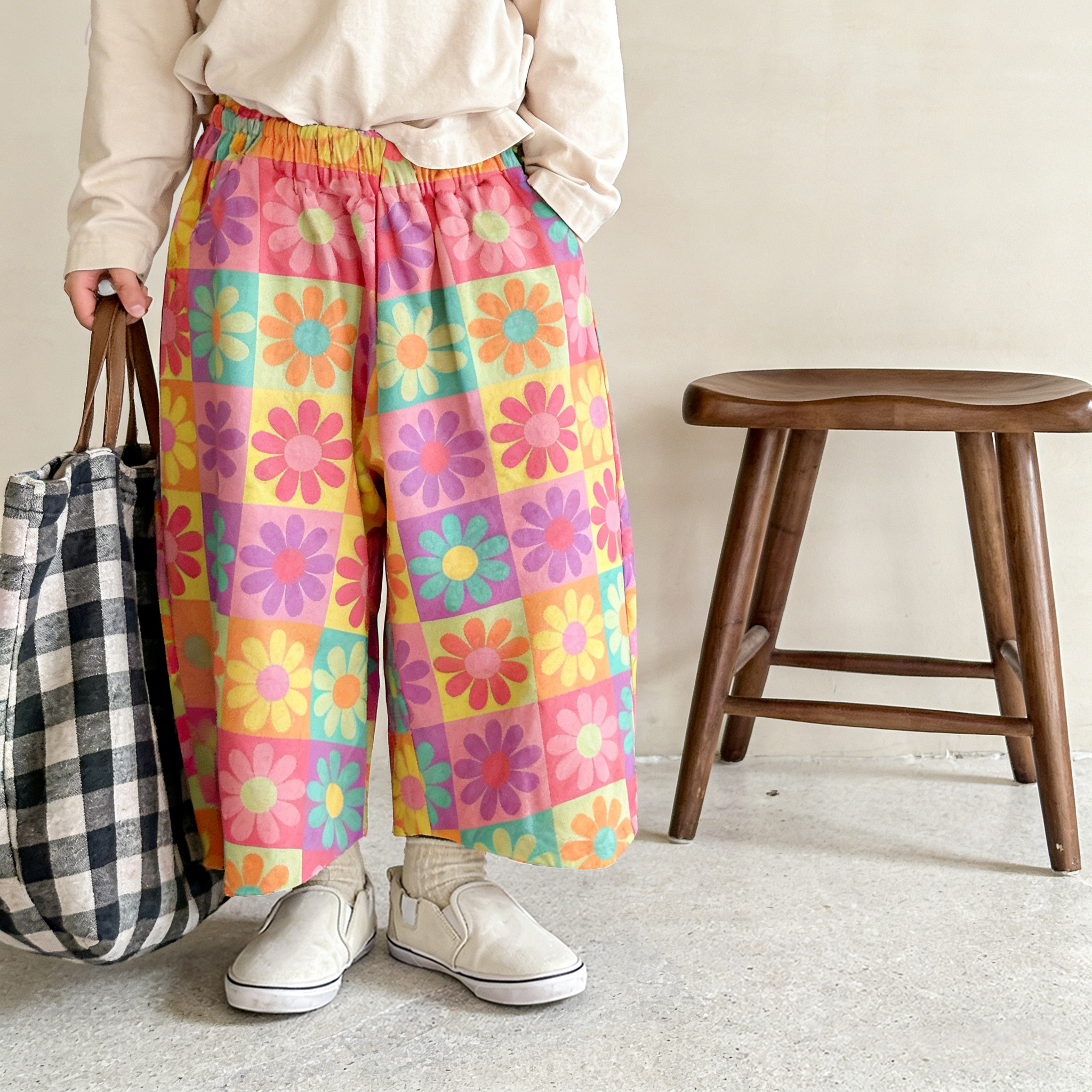 Baby & Kids Sunflowers Check Print Pants