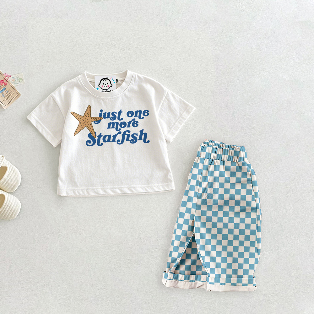 JUST ONE MORE STARFISH Baby & Kids Pattern Blue Checkerboard Set